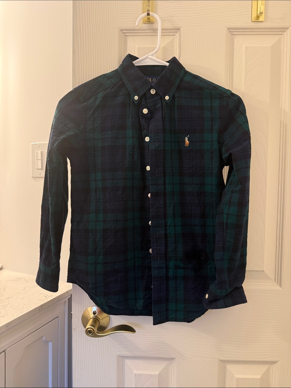 Polo by Ralph Lauren Green & Navy Plaid Cotton Button-Down Shirt